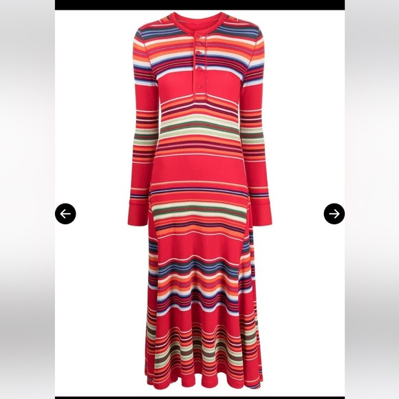 Polo Ralph Lauren Red/Multicolor Striped Knit Long Sleeve Maxi Dress Size S - Picture 6 of 12